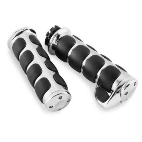 PartzBiz HD: 3451212-Kuryakyn Chrome Rubber Soft Premium ISO Dual Cable Grips w/ Throttle Boss Harley