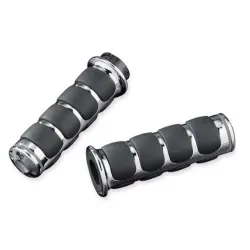 PartzBiz HD 6205 - Kuryakyn Chrome Premium Rubber Soft ISO Dual Cable Hand Handlebar Grips Harley PartzBiz HD 6205 - Kuryakyn Chrome Premium Rubber Soft ISO Dual Cable Hand Handlebar Grips Harley