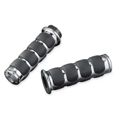 PartzBiz HD: 3485409-Kuryakyn Chrome Premium Rubber Soft ISO Dual Cable Hand Handlebar Grips Harley