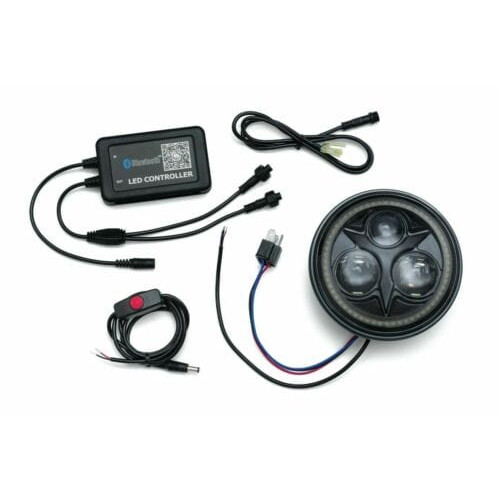 PartzBiz HD: 3457730-Kuryakyn Orbit Prism 5.75” 5-3/4” LED Multi-Color Bluetooth Headlight Universal PartzBiz HD: 3457730-Kuryakyn Orbit Prism 5.75” 5-3/4” LED Multi-Color Bluetooth Headlight Universal