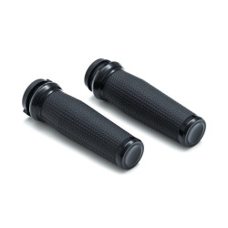 PartzBiz HD 5943 - Kuryakyn Black Thresher Knurled Handlebar Grips Harley 08-20 Electronic Throttle PartzBiz HD 5943 - Kuryakyn Black Thresher Knurled Handlebar Grips Harley 08-20 Electronic Throttle