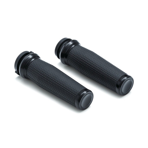 PartzBiz HD: 3457627-Kuryakyn Black Thresher Knurled Handlebar Grips Harley 08-20 Electronic Throttle PartzBiz HD: 3457627-Kuryakyn Black Thresher Knurled Handlebar Grips Harley 08-20 Electronic Throttle