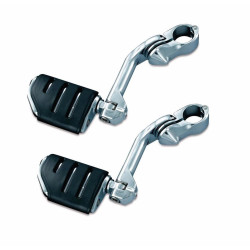 PartzBiz HD 7586 - Kuryakyn Chrome 1.25 การ์ดเครื่องยนต์ Long Arm Trident Dually ISO Highway Pegs Set