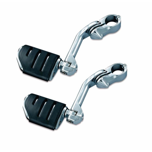 PartzBiz HD: 3450446-Kuryakyn Chrome 1.25 การ์ดเครื่องยนต์ Long Arm Trident Dually ISO Highway Pegs Set
