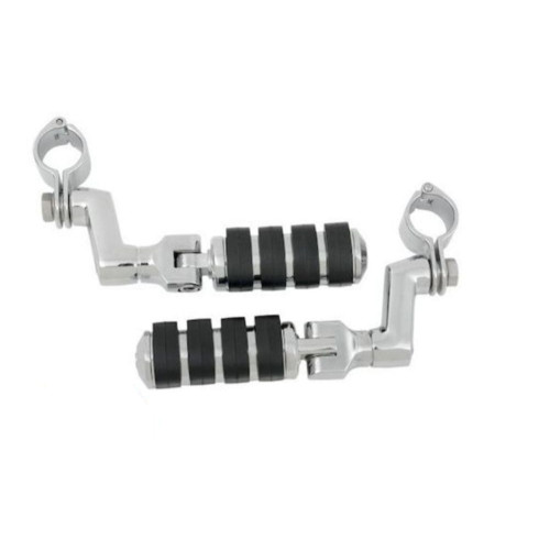 PartzBiz HD: 3455129-Kuryakyn Chrome Offset 1.25” Engine Guard Frame Mount Large Iso Pegs Set Harley