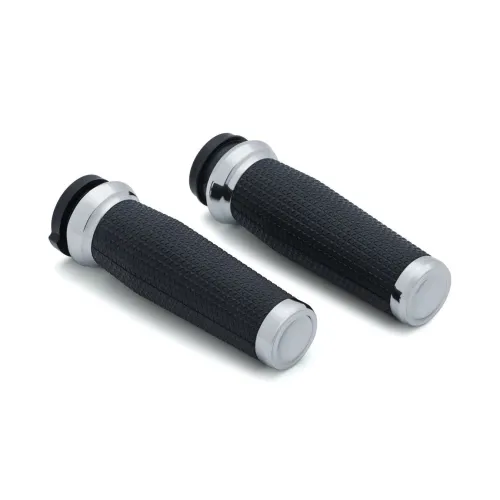 PartzBiz HD: 3455174-Kuryakyn Chrome Thresher Knurled Handlebar Grips Harley 08+ Electronic Throttle