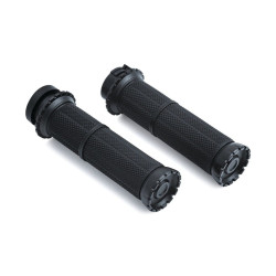 PartzBiz HD 3582 - Kuryakyn Riot Cable Throttle Grips Black Harley 82-2018 Dyna Softail Touring XL