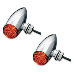 PartzBiz HD 2500 - Kuryakyn Chrome Super Bright Amber LED Mini Bullets Turn Signals Indicator Set PartzBiz HD 2500 - Kuryakyn Chrome Super Bright Amber LED Mini Bullets Turn Signals Indicator Set