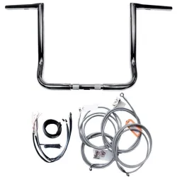 PartzBiz HD LA-7361KT2-12 - ชุดแฮนด์บาร์ Chrome 12‚” Twin Peaks Ape Hanger Harley 2016 Touring