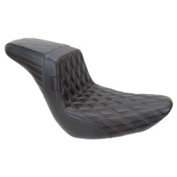 PartzBiz HD LYR-590DDBrownStitch - Le Pera Kickflip Brown Double Diamond 2Up Seat Harley Softail M8 18+ FXLRS FLSB
