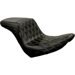 PartzBiz HD LYR-590DD-CHET - Le Pera Kickflip Vinyl Black Diamond Stitching Seat 18+ Harley Softail Low Rider