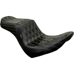 PartzBiz HD LYR-580DD-CHET - Le Pera Black 2-Up Tailwhip Seat Diamond Chestnut Stitching 18+ Harley Low Rider PartzBiz HD LYR-580DD-CHET - Le Pera Black 2-Up Tailwhip Seat Diamond Chestnut Stitching 18+ Harley Low Rider