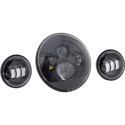 PartzBiz HD: 3476912-Letric Lighting สีดำ 7‚” ไฟหน้า LED ระดับพรีเมียม + ไฟเลี้ยวอะลูมิเนียม Harley