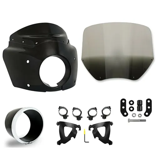 PartzBiz HD: 3470009-Black Road Warrior Fairing 11 Black Smoke Windshield Kit Harley Low Rider S 2020