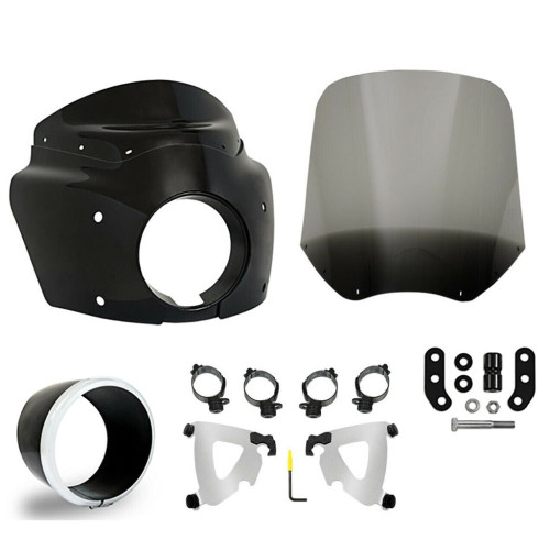 PartzBiz HD: 3470163-Road Warrior Fairing 15‚” กระจกบังลมสีดำขัดเงา Harley Low Rider S 2020