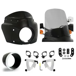 PartzBiz HD MEM7371 + MEK2043 + MEB9882 + ME - Road Warrior Fairing 17” Black Smoke Windshield Polished Harley Low Rider S 2020