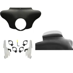 PartzBiz HD MEM7431 + MEK2044 + MEP8558 - Batwing Fairing 5” Ghost Spoiler Windshield Polished Kit Harley 18+ Sport Glide