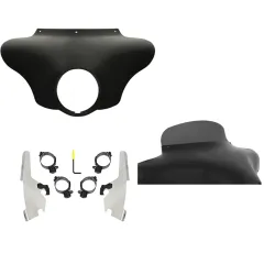 PartzBiz HD MEM7431 + MEK2044 + MEP8551 - Batwing Fairing 5” Smoke Spoiler Windshield Polished Kit Harley 18+ Sport Glide
