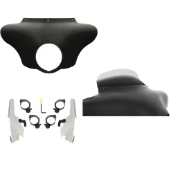 PartzBiz HD MEM7431 + MEK2044 + MEP8548 - Batwing Fairing 6.5 Ghost Spoiler Windshield Polished Kit Harley 18+ Sport Glide