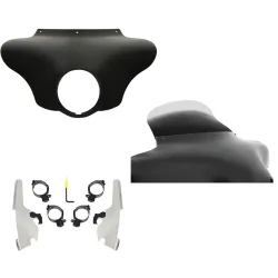 PartzBiz HD MEM7431 + MEK2044 + MEP8568 - Batwing Fairing 9” Ghost Spoiler Windshield Polished Kit Harley 18+ Sport Glide
