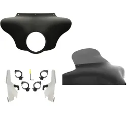 PartzBiz HD MEM7431 + MEK2044 + MEP8561 - Batwing Fairing 9” Smoke Spoiler Windshield Polished Kit Harley 18+ Sport Glide