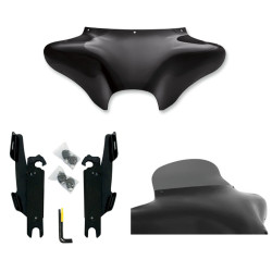 PartzBiz HD MEM7011 + MEK1952 + MEP8541 - Memphis Shade Batwing Fairing 6.5 Smoke Windshield Mount Kit Harley FLSTF No Bar