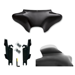 PartzBiz HD MEM7011 + MEK1952 + MEP8568 - Memphis Shade Batwing Fairing 9” Ghost Windshield Mount Kit Harley FLSTF No Bar