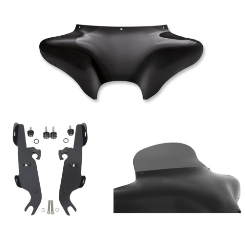 PartzBiz HD: 3470833-Memphis Shades Batwing Fairing 6.5” Smoke Spoiler Windshield Mount Harley FLSTF