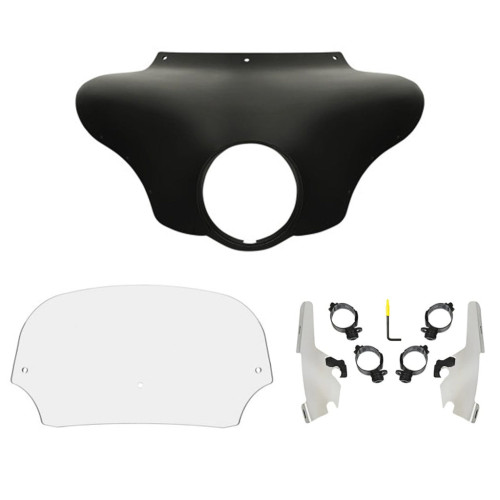 PartzBiz HD: 3470361-Memphis Shades Batwing Fairing 7” Clear Windshield Polished Kit Harley 18+ FLSB