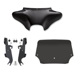 PartzBiz HD MEM7011 + MEM8988 + MEP84210 - Memphis Shades Batwing Fairing 9” Black Spoiler Windshield Mount Harley Fat Boy PartzBiz HD MEM7011 + MEM8988 + MEP84210 - Memphis Shades Batwing Fairing 9” Black Spoiler Windshield Mount Harley Fat Boy