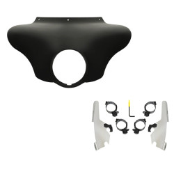 PartzBiz HD MEM7431 + MEK2044 - Memphis Shades Batwing Fairing Polished Mounting Kit Harley 18+ Sport Glide M8