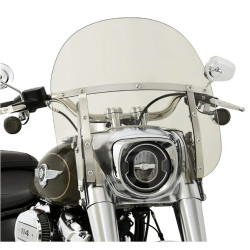 PartzBiz HD MEM6100 + MEK2032 - Memphis Shades Fats 15” Clear Windshield Polished Mounts Harley Softail 18+ FLFB