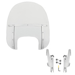 PartzBiz HD MEM6200 + MEK2032 - Memphis Shades Fats 17” Clear Windshield Polished Mounts Harley Softail 18+ FLFB