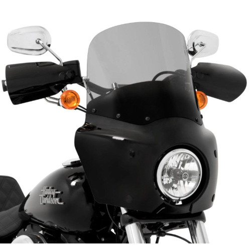 PartzBiz HD: 3468396-Road Warrior 13‚” แฟริ่งบังลม Black Smoke ชุดยึดกระจกสีดำ Harley 18+ FXLR