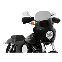 PartzBiz HD MEM7371 + MEB2028 + MEB9883 + ME - Memphis Shades 15” Black Smoke Road Warrior Windshield Cafe Fairing Harley Dyna