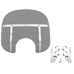 PartzBiz HD MEM31112 + MEK2013 - Memphis Shades 13” Fats Black Smoke Windshield Mount Kit Harley Softail FXLR 18+