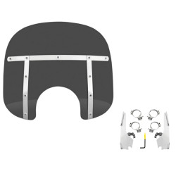 PartzBiz HD MEM31110 + MEK2013 - Memphis Shades 13” Fats Dark Black Smoke Windshield Mount Kit Harley FXLR 18+