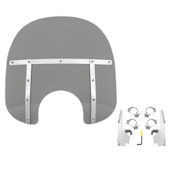 PartzBiz HD MEM31212 + MEK2013 - Memphis Shades 15” Fats Black Smoke Windshield Mount Kit Harley Softail FXLR 18+