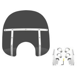 PartzBiz HD MEM31210 + MEK2013 - Memphis Shades 15” Fats Dark Black Smoke Windshield Mount Kit Harley FXLR 18+