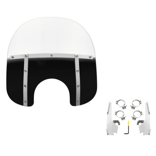 PartzBiz HD: 3466772-Memphis Shades 15” Fats Gradient Black Windshield Mount Kit Harley Low Rider 18+