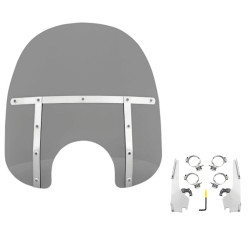 PartzBiz HD MEM32112 + MEK2013 - Memphis Shades 17” Fats Black Smoke Windshield Mount Kit Harley Softail FXLR 18+