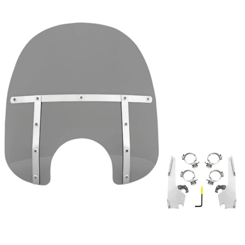 PartzBiz HD: 3466815-Memphis Shades 17” Fats Black Smoke Windshield Mount Kit Harley Softail FXLR 18+