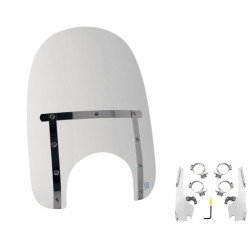 PartzBiz HD MEM4210 + MEK2013 - Memphis Shades 17” Slim Clear Windshield Polished Mount Kit Harley Low Rider 18+