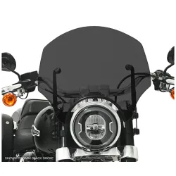 PartzBiz HD MEP5255 + MEB2047 - Memphis Shades Dark Black Smoke 13” El Paso Sportshield Mount Harley Softail 18+