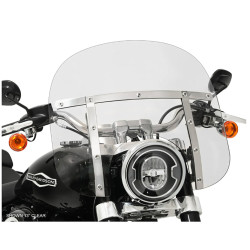 PartzBiz HD MEK2046 + MEM3510 - Memphis Shades Fats 13” Clear Windshield Polished Mounts Kit Harley 18+ FLSB