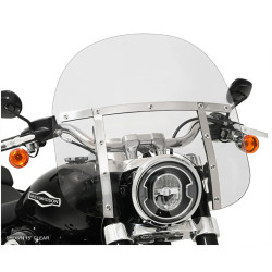PartzBiz HD MEK2046 + MEM3520 - Memphis Shades Fats 15” Clear Windshield Polished Mounts Kit Harley 18+ FLSB