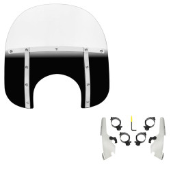 PartzBiz HD MEK2046 + MEM3521 - Memphis Shades Fats 15” Gradient Black Windshield Polished Mount Harley 18+ FLSB