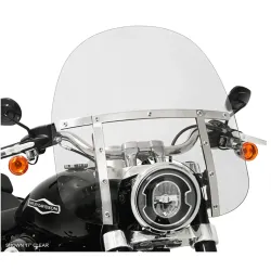 PartzBiz HD MEM3620 + MEK2046 - Memphis Shades Fats 17” Clear Windshield Polished Mounts Kit Harley 18+ FLSB
