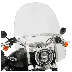 PartzBiz HD MEK2046 + MEM3810 - Memphis Shades Fats 21” Clear Windshield Polished Mounts Kit Harley 18+ FLSB