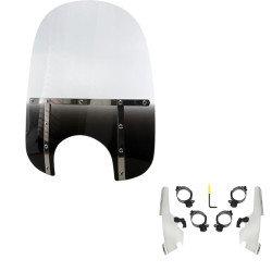 PartzBiz HD MEK2046 + MEM3811 - Memphis Shades Fats 21” Gradient Black Windshield Polished Mount Harley 18+ FLSB